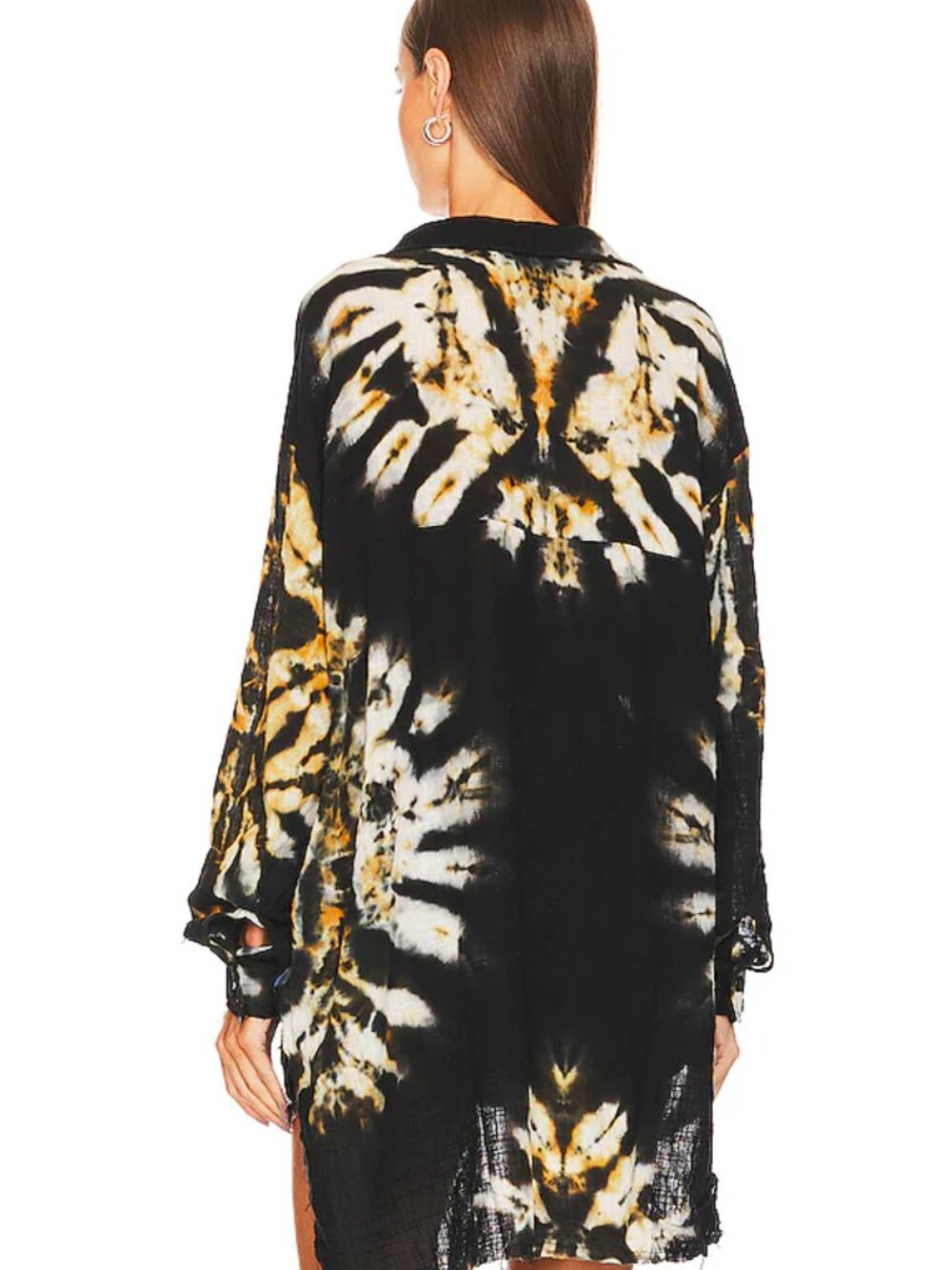 NWT One Teaspoon  Hand Printed Storm Flower Longline Shirt M Buttondown - Picture 3 of 5